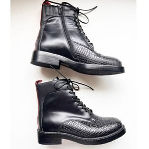 Jeffrey Campbell Fischer Lace Up Leather Boot in Black Snake